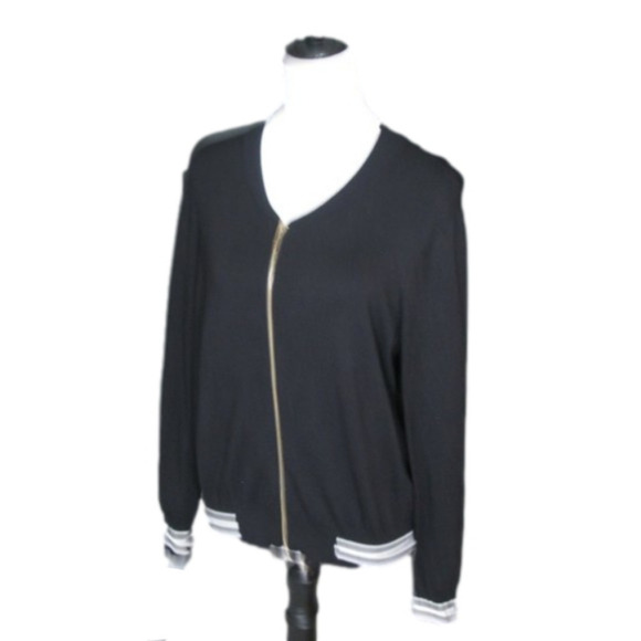 My Michelle Black Zip Front Cardigan Sweater Size Large - Picture 1 of 6